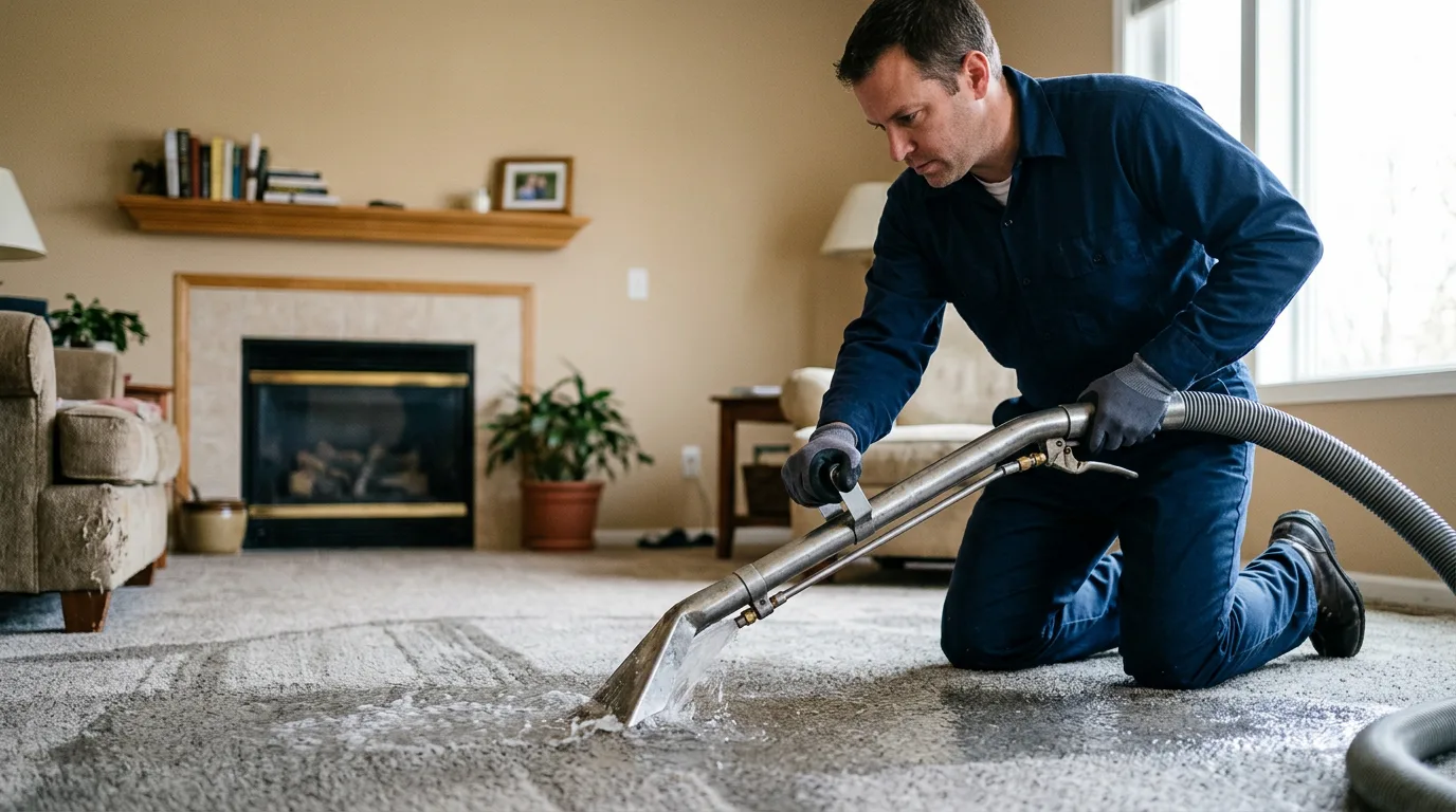 Water damage restoration technician working near Bushkill, PA